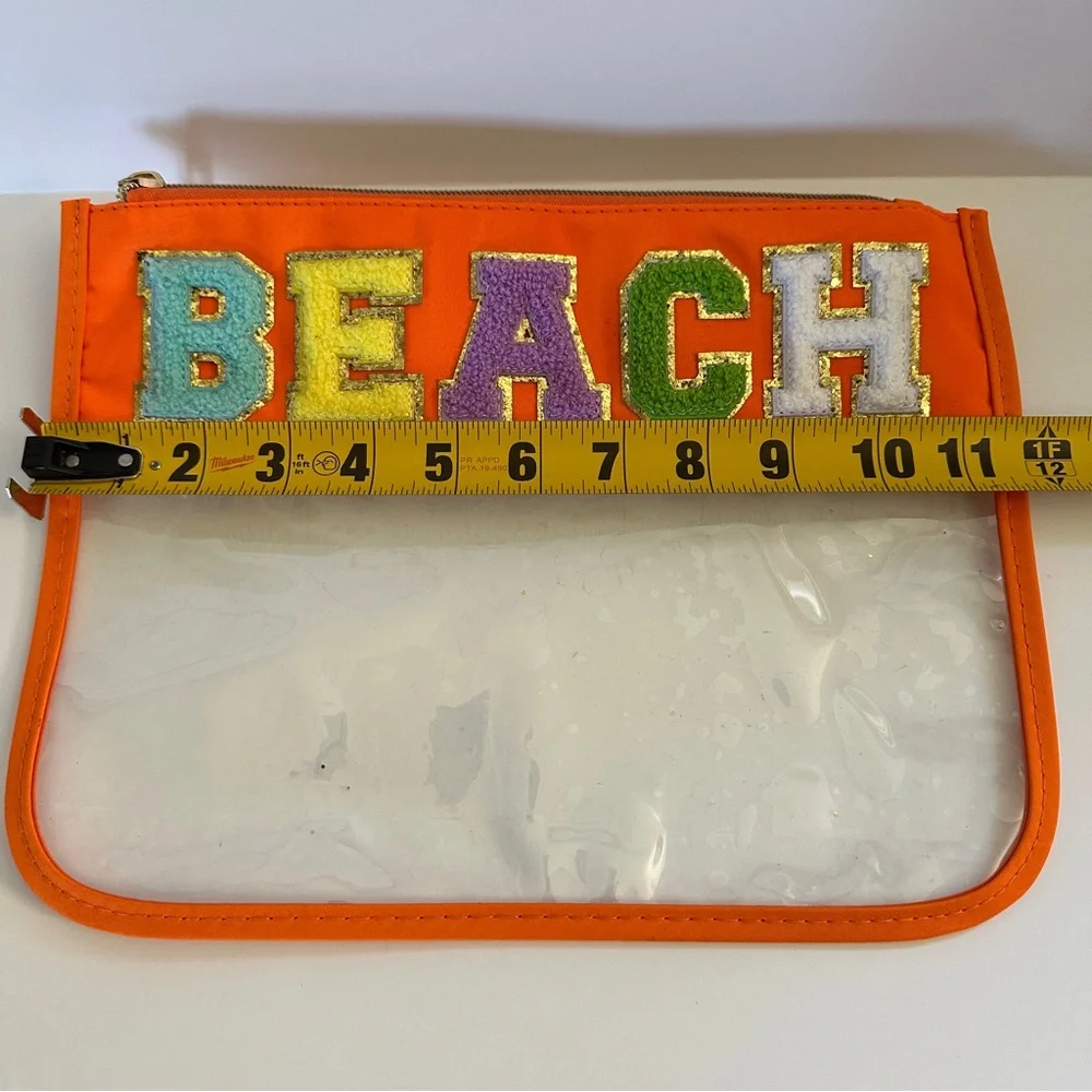 NEW Chenille Letter Clear Travel Pouch